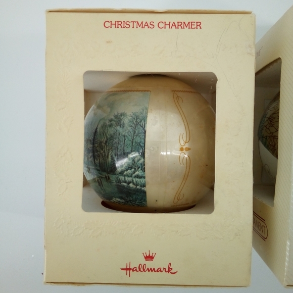 (2) NIB Vintage Hallmark Glass Ornament 1980 1983 Christmas Charmer Keepsake - Picture 5 of 14